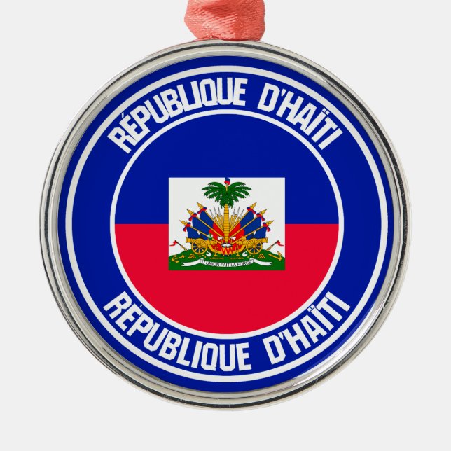 Ornamento De Metal Haiti Round Emblem (Frente)