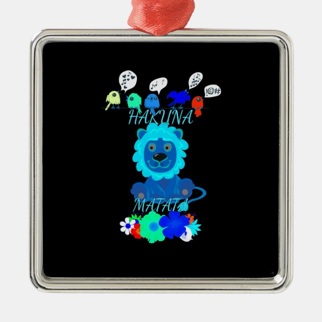 Ornamento De Metal Hakuna Matata Lion Art Impressão (Frente)