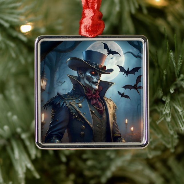 Ornamento De Metal Halloween Steampunk Southern Gentleman Zombie (Árvore)