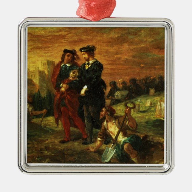 Ornamento De Metal Hamlet e Horatio no cemitério, 1859 (óleo em c (Frente)