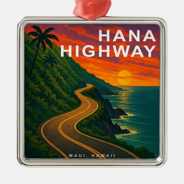 Ornamento De Metal Hana Highway Maui Hawaii Sunset (Frente)