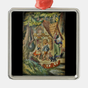 Ornamento De Metal Hansel e Gretel na esquadra da bruxa
