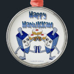 Ornamento De Metal Hanukkah Dancing Dreidels e Jelly Doughnut<br><div class="desc">Você está vendo The Lee Hiller Designs Collection of Home and Office Decor,  Roupa,  Gifts and Coleções. As Designs incluem Lee Hiller Photoographic e Mixed Media Digital Art Collection. Você pode ver sua fotografia da Nature em http://HikeOurPlanet.com/ e seguir seu blog de caminhada no Hot Primavera National Park.</div>