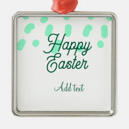 Ornamento De Metal Happy Easter green eggs pastel name date simple