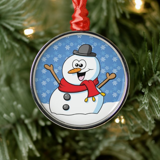Ornamento De Metal Happy Snowman Ornament (Árvore)