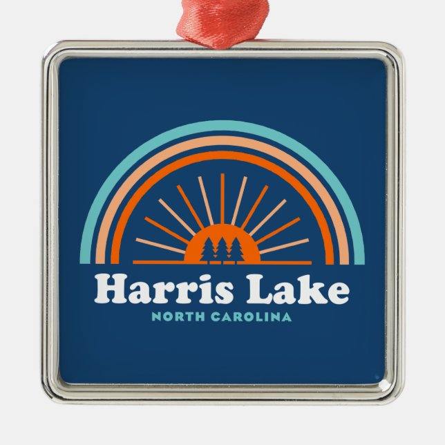 Ornamento De Metal Harris Lake Carolina do Norte Rainbow (Frente)