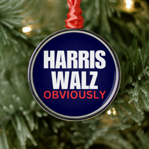 Ornamento De Metal Harris Walz OBVIAMENTE Harris Walz 2024 Obviamen