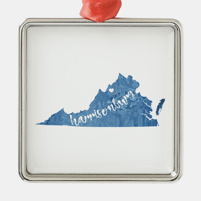 Ornamento De Metal Harrisonburg Virginia Wood Grain (Frente)