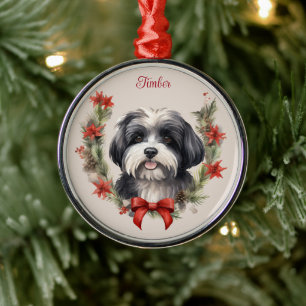 Ornamento De Metal Havanês Natal Memorial Pet Raça de Cachorro