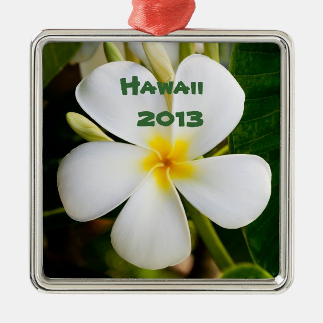Ornamento De Metal Hawaieria Plumeria Flower Keepsak (Frente)