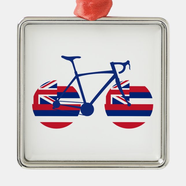 Ornamento De Metal Hawaii Flag Cycling (Frente)