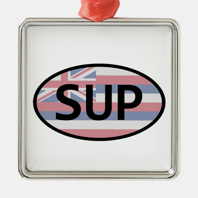 Ornamento De Metal Hawaii Flag Standup Paddling (Frente)