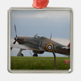 Ornamento De Metal Hawker Hurricane Vista de Três Quartos