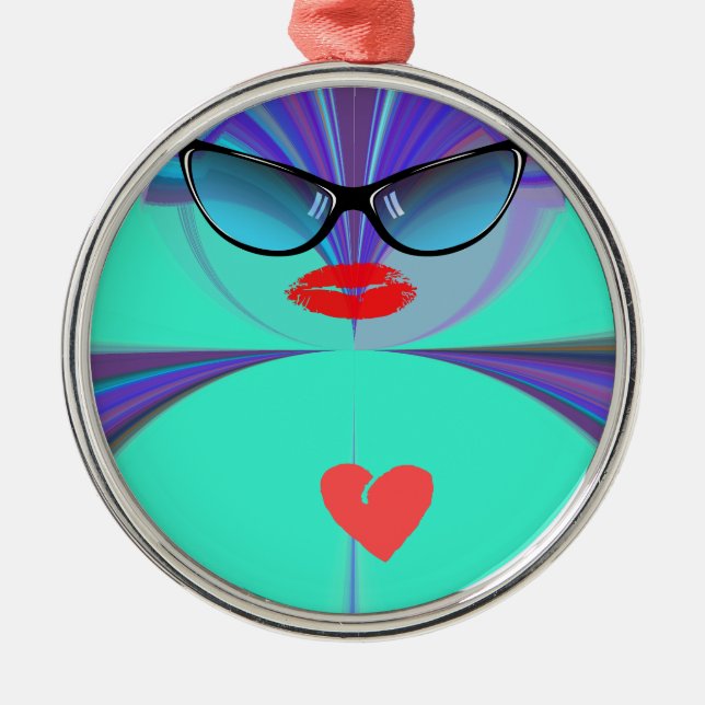 Ornamento De Metal Heart Selfie (Frente)