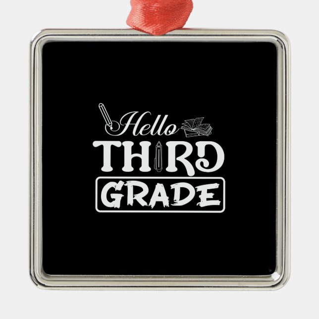 Ornamento De Metal Hello Third Grade (Frente)