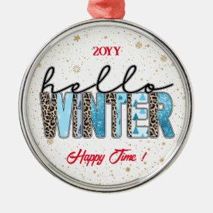 Ornamento De Metal Hello Winter Customize