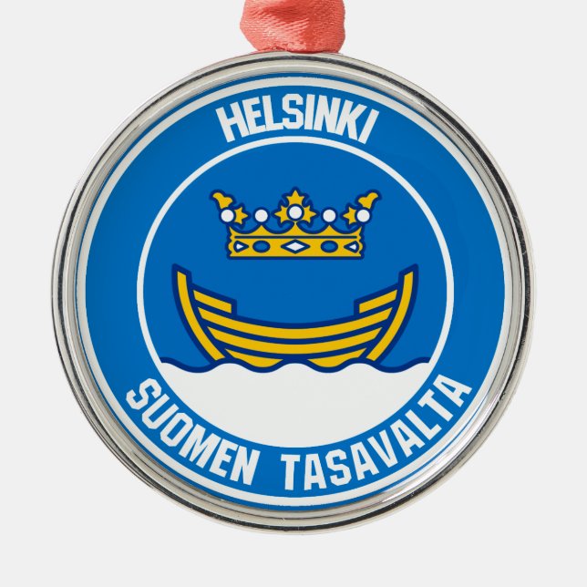Ornamento De Metal Helsínquia Round Emblem (Frente)