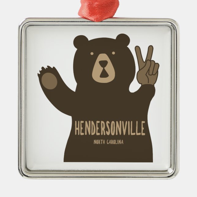 Ornamento De Metal Hendersonville North Carolina Peace Bear (Frente)