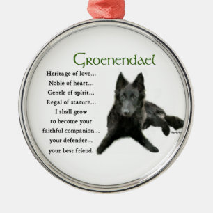 Ornamento De Metal Herança do Amor Belga Sheepdog