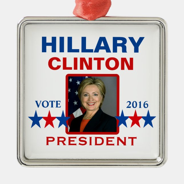 Ornamento De Metal Hillary Clinton para o presidente 2016 (Frente)