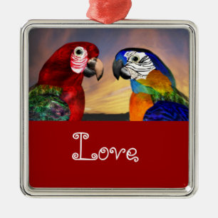 Ornamento De Metal HIPER PARROS / AZUL E ARA RED Love