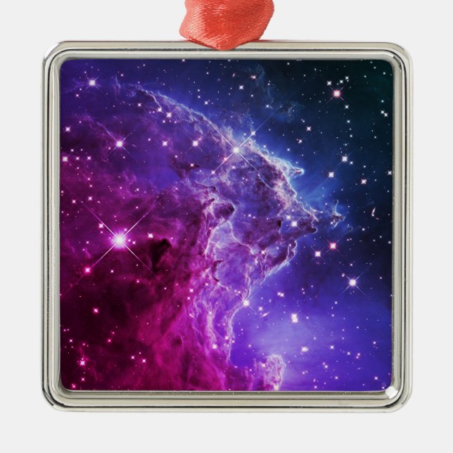 Ornamento De Metal Hipster Purple Ombre Monkey Head Nebula (Frente)