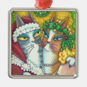 ORNAMENTO DE METAL HISS N' FITZ BEIJANDO GATOS, PAPAIS NOEIS DE ARNAM