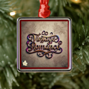 Ornamento De Metal "História do Amor Vintage"