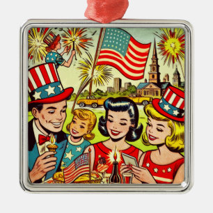 Ornamento De Metal Histórias em quadrinhos da família Vintage em 4 de