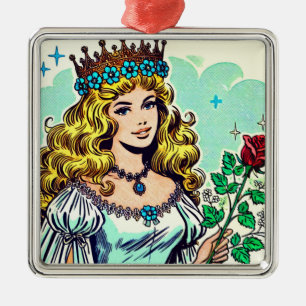 Ornamento De Metal Histórias em quadrinhos da Princesa Bonita Vintage