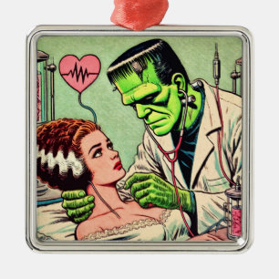 Ornamento De Metal Histórias em quadrinhos de Amor Monstro Retro