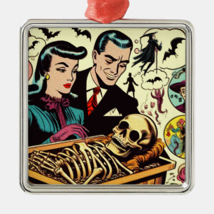 Ornamento De Metal Histórias em quadrinhos do Casal do Gótico retro
