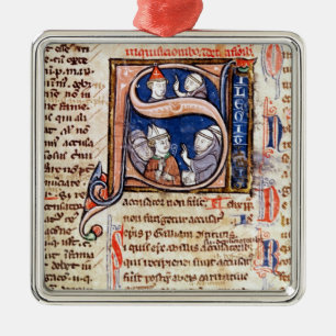 Ornamento De Metal Historiated rubrica "S" que descreve o papa