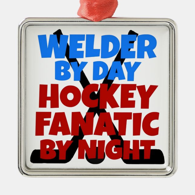 Ornamento De Metal Hockey Lover Welder (Frente)