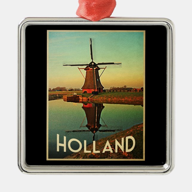 Ornamento De Metal Holland Windmill (Frente)