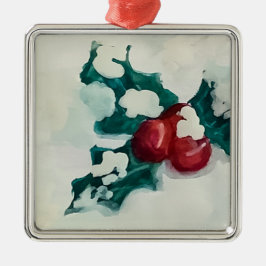 Ornamento De Metal Holly na neve