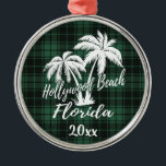 Ornamento De Metal Hollywood Beach Palm Tree Green Xadrez<br><div class="desc">Ornamento de Xadrezes Verde da Árvore da Flórida de Hollywood Beach</div>