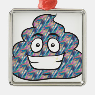 Ornamento De Metal holograma poop emoji