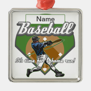 Ornamento De Metal Home run personalizado do basebol