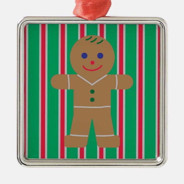 Ornamento De Metal Homem de Gingerpão de Natal divertido e Rico (Frente)