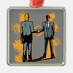 Ornamento De Metal Homem de negócios dois que agita as mãos
