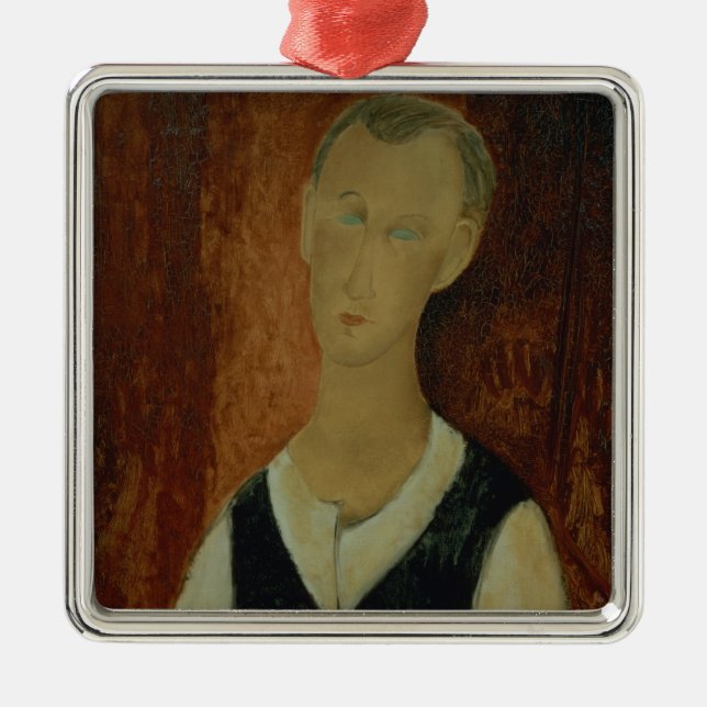 Ornamento De Metal Homem novo com um Waistcoat preto, 1912 (o óleo (Frente)