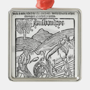 Ornamento De Metal Homem que Ploughing um campo