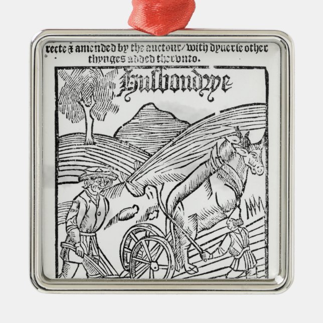 Ornamento De Metal Homem que Ploughing um campo (Frente)