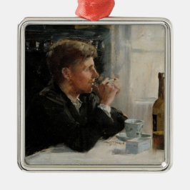 Ornamento De Metal Homem sentado perdido na Mesa