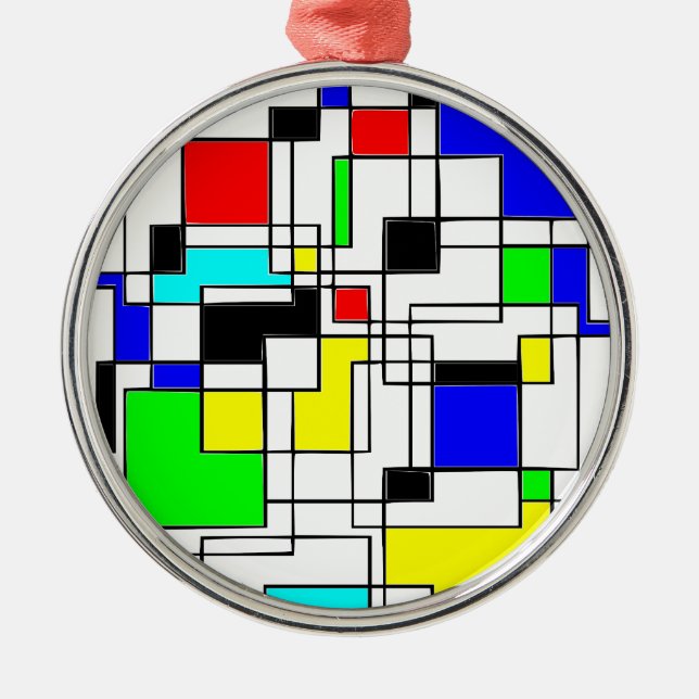 Ornamento De Metal Homenagem Aleatória A Mondrian (Frente)