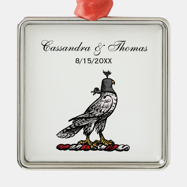 Ornamento De Metal Hood C Heráldico Hunando Falcão Vestindo Capuchinh (Frente)