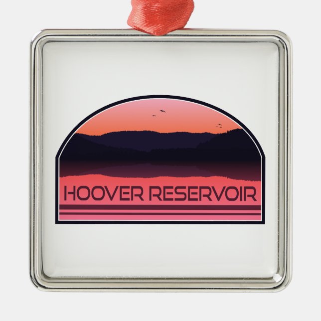 Ornamento De Metal Hoover Reservoir Ohio Red Sunrise (Frente)