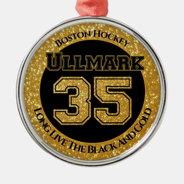Ornamento De Metal Hóquei de Boston Ullmark 35 (Frente)