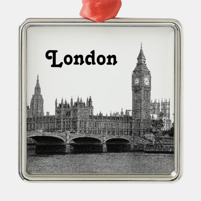 Ornamento De Metal Horizonte de Londres Inglaterra Reino Unido Gravad (Frente)